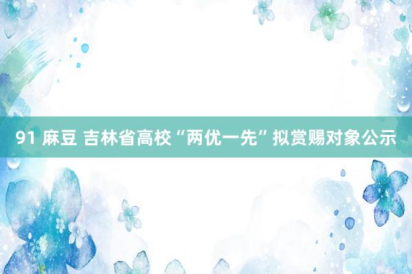 91 麻豆 吉林省高校“两优一先”拟赏赐对象公示